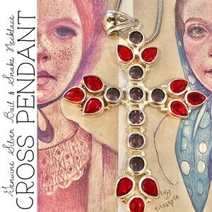 Cross Pendant & Genuine Silver Bail & Necklace